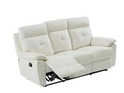 Vente-unique Bankstel 3+2-3- + 2-Zits-Relaxbank Van Wit Leer Vineta