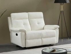 Vente-unique Bankstel 3+2-3- + 2-Zits-Relaxbank Van Wit Leer Vineta