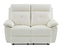 Vente-unique Bankstel 3+2-3- + 2-Zits-Relaxbank Van Wit Leer Vineta