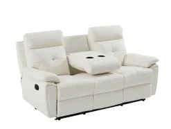 Vente-unique Bankstel 3+2-3- + 2-Zits-Relaxbank Van Wit Leer Vineta