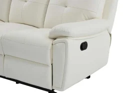 Vente-unique Bankstel 3+2-3- + 2-Zits-Relaxbank Van Wit Leer Vineta
