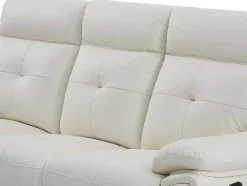 Vente-unique Bankstel 3+2-3- + 2-Zits-Relaxbank Van Wit Leer Vineta