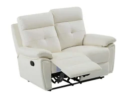 Vente-unique Bankstel 3+2-3- + 2-Zits-Relaxbank Van Wit Leer Vineta