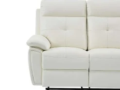 Vente-unique Bankstel 3+2-3- + 2-Zits-Relaxbank Van Wit Leer Vineta
