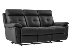 Vente-unique Bankstel 3+2-3- + 2-Zits-Relaxbank Van Zwart Leer Vineta