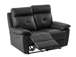 Vente-unique Bankstel 3+2-3- + 2-Zits-Relaxbank Van Zwart Leer Vineta