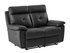 Vente-unique Bankstel 3+2-3- + 2-Zits-Relaxbank Van Zwart Leer Vineta