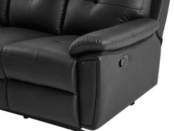 Vente-unique Bankstel 3+2-3- + 2-Zits-Relaxbank Van Zwart Leer Vineta