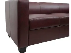 Vente-unique Set Zitbank + Fauteuil-3-2-1 Bankstel Lille (3-Delig), Kunstleer, Roodbruin