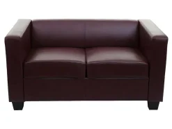 Vente-unique Set Zitbank + Fauteuil-3-2-1 Bankstel Lille (3-Delig), Kunstleer, Roodbruin