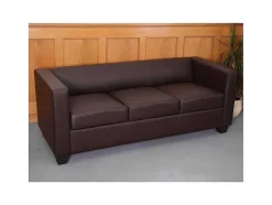 Vente-unique Set Zitbank + Fauteuil-3-2-1 Bankstel Lille (3-Delig), Kunstleer, Koffie
