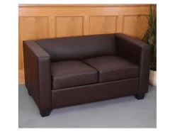 Vente-unique Set Zitbank + Fauteuil-3-2-1 Bankstel Lille (3-Delig), Kunstleer, Koffie