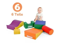 Vente-unique Spel Voor Binnen-6 Bouwstenen Voor Kinderen Of Baby'S - Trappen En Glijbaan - Klimspeelgoed - Pu + Epe - Gratis Combinatie