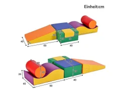 Vente-unique Spel Voor Binnen-6 Bouwstenen Voor Kinderen Of Baby'S - Trappen En Glijbaan - Klimspeelgoed - Pu + Epe - Gratis Combinatie