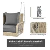 Vente-unique Hangstoel-114 Cm Hangstoel In Pe Rotan - 2 Plaatsen - 11 Cm Gecapitonneerd Zitkussen - Beige + Grijs
