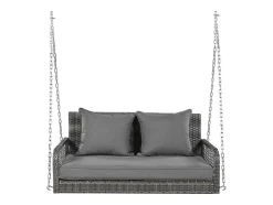 Vente-unique Hangstoel-114 Cm Hangstoel In Pe Rotan - 2 Plaatsen - 11 Cm Gewatteerd Zitkussen - Grijs