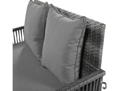 Vente-unique Hangstoel-114 Cm Hangstoel In Pe Rotan - 2 Plaatsen - 11 Cm Gewatteerd Zitkussen - Grijs