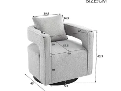 Vente-unique Fauteuil Stof-360° Draaibare Fauteuil In Grijze Badstof Met Kussen