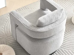 Vente-unique Fauteuil Stof-360° Draaibare Fauteuil In Grijze Badstof Met Kussen