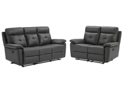 Vente-unique Bankstel 3+2-3- En 2-Zits-Relaxbank Van Grijs Leer Vineta