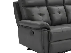 Vente-unique Bankstel 3+2-3- En 2-Zits-Relaxbank Van Grijs Leer Vineta