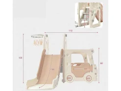 ModernLuxe Spel Voor Buiten-3 In 1 Glijbaan - Met Trap, Basketbalring - Autovorm - Roze