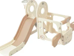 ModernLuxe Spel Voor Buiten-3 In 1 Glijbaan - Met Trap, Basketbalring - Autovorm - Roze