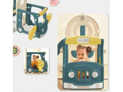ModernLuxe Spel Voor Buiten-3 In 1 Glijbaan - Met Trap, Basketbalring - Autovorm - Groen