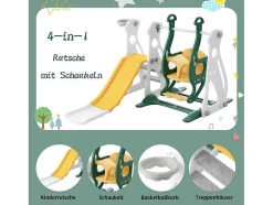 ModernLuxe Spel Voor Buiten-4 In 1 Glijbaan - Met Trap, Schommel, Basketbalring - Groen