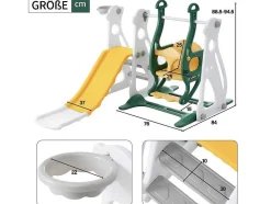 ModernLuxe Spel Voor Buiten-4 In 1 Glijbaan - Met Trap, Schommel, Basketbalring - Groen