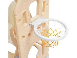 ModernLuxe Spel Voor Buiten-5 In 1 Glijbaan - Met Trap, Schommel, Opbergruimte, Basketbalring - Lichtgeel
