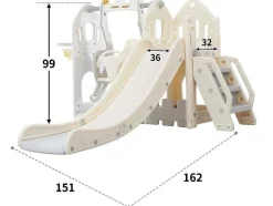 ModernLuxe Spel Voor Buiten-5 In 1 Glijbaan - Met Trap, Schommel, Opbergruimte, Basketbalring - Lichtgrijs