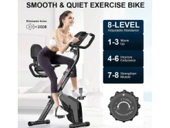 Vente-unique Fitness-3 In 1 Opvouwbare Hometrainer, Magnetische X-Bike Ligfiets Fitness Bike Met 8-Level Verstelbare Weerstand Voor Home Gym Workout