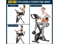 Vente-unique Fitness-3 In 1 Opvouwbare Hometrainer, Magnetische X-Bike Ligfiets Fitness Bike Met 8-Level Verstelbare Weerstand Voor Home Gym Workout