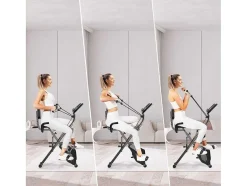 Vente-unique Fitness-3 In 1 Opvouwbare Hometrainer, Magnetische X-Bike Ligfiets Fitness Bike Met 8-Level Verstelbare Weerstand Voor Home Gym Workout