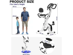 Vente-unique Fitness-3 In 1 Opvouwbare Hometrainer, Magnetische X-Bike Ligfiets Fitness Bike Met 8-Level Verstelbare Weerstand Voor Home Gym Workout