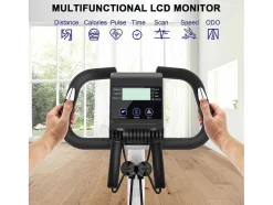 Vente-unique Fitness-3 In 1 Opvouwbare Hometrainer, Magnetische X-Bike Ligfiets Fitness Bike Met 8-Level Verstelbare Weerstand Voor Home Gym Workout