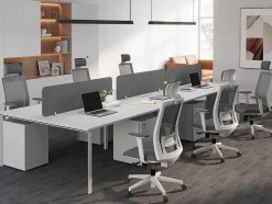 Workēa Kantoormeubilair-6 Persoons Bureau Bank - Wit - L140 Cm - Met Tussenschotten - Downtown