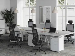 Workēa Kantoormeubilair-6 Persoons Bureau Bank - Wit - L120 Cm - Downtown