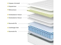 Vente-unique Latex Matras-160 X 200 Cm Matras Met 7-Zone Pocketveren En Hr-Schuim, 25 Cm Dik - Merax