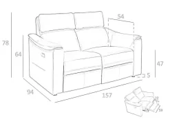 Angel Cerda 2En 3-Zitsbank-2 Zits Leren Relaxbank 6165