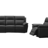 Vente-unique Set Zitbank + Fauteuil-3 Zits Relaxbank En -Fauteuil Van Buffelleer Pakita - Zwart
