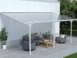 EXPERTLAND Prieel, Pergola, Gazebo En Kiosk-Aanleunende Carport In Aluminium 18,8 M - Wit - Alvaro