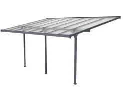 EXPERTLAND Prieel, Pergola, Gazebo En Kiosk-Aanleunende Pergola In Aluminium 15,1M Antraciet Alvaro - L497Xd305Xh240/285 Cm