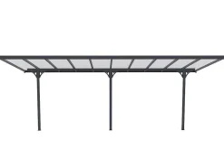 EXPERTLAND Prieel, Pergola, Gazebo En Kiosk-Aanleunende Pergola In Aluminium 18,8M Antraciet Alvaro - L618Xd305Xh240/285 Cm