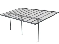 EXPERTLAND Prieel, Pergola, Gazebo En Kiosk-Aanleunende Pergola In Aluminium 18,8M Antraciet Alvaro - L618Xd305Xh240/285 Cm