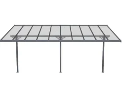 EXPERTLAND Prieel, Pergola, Gazebo En Kiosk-Aanleunende Pergola In Aluminium 18,8M Antraciet Alvaro - L618Xd305Xh240/285 Cm