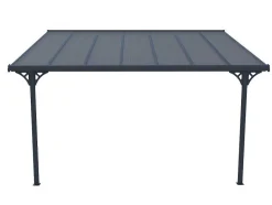 EXPERTLAND Prieel, Pergola, Gazebo En Kiosk-Aanleunende Pergola In Aluminium 13,2M Antraciet Alvaro - L436Xd305Xh240/285 Cm