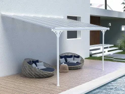 EXPERTLAND Prieel, Pergola, Gazebo En Kiosk-Aanleunende Pergola In Aluminium 13,2 M - Wit - Alvaro