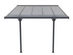 EXPERTLAND Prieel, Pergola, Gazebo En Kiosk-Aanleunende Pergola In Aluminium 9,5M Antraciet Alvaro - L314Xd305Xh240/285 Cm